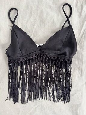 Windsor Black Fringe Tank Top